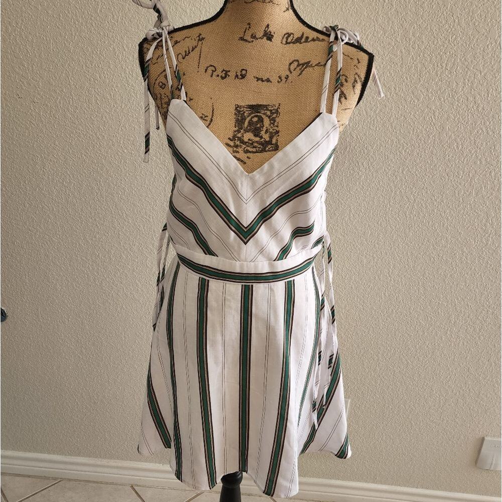 NORDSTROM J.O.A. Just One Answer striped‎ and laced skater dress size medium M